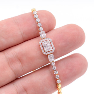 Happy Jewelry สร้อยข้อมือเพชรบาเก็ต กำไลเพชรแท้ ทองแท้ 37.5% (9K) BL138