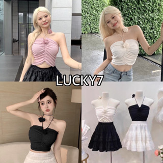 BY IRa (900) Honey Tube Top เสื้อท็อปสายเดี่ยว แต่งสายคล้องคอมีดอกไม้ ดีเทลรูดหน้าสุดเก๋ สวยจ้ะสาววว!!!!