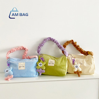 AmBag ✿◕ ‿ ◕✿ กระเป๋าผ้า กระเป๋าผ้าลูกฟูกขนนุ่ม คล้องแขน แฟชั่นสไตล์เกาหลีเก๋ๆชิคๆ