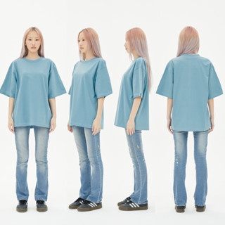 OV14 * NEW * blue gray เสื้อยืดสีเทาฟ้า Cotton20 Oversize