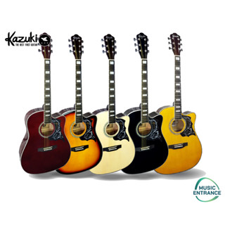 Kazuki Deluxe Series Acoustic Guitar กีต้าร์โปร่ง คาซูกิ DLKZ41C 41 นิ้ว คล้าย กีตาร์ Gibson ปิ๊กการ์ด Humming Bird