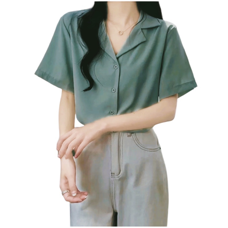 เสื้อเชิ้ตแขนสั้น💚สีเขียวเหนี่ยวทรัพย์💚 Unisex ใส่ทำงาน ใส่เที่ยวสบายไม่ร้อน M-6XL" ✨