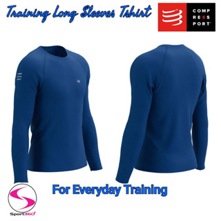 Compressport เสื้อเทรนนิ่ง แขนยาว ใส่วิ่ง ใส่ออกกำลังกาย สีน้ำเงิน Training LS Tshirt ESTATE BLUE 2023