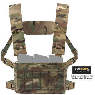 สายโยงบ่า MK5 Tactical Chest Rig ( Wosport ) วัสดุผ้า Cordura 500D มาพร้อมช่องใส่แม็กกาซีน 5.56 ด้วยกัน 3 ช่อง ถอดออกได้