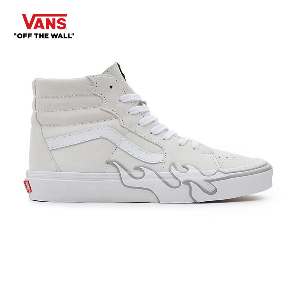 VANS SK8-HI FLAME - SUEDE WHITE/WHITE รองเท้า ผ้าใบ VANS ชาย หญิง