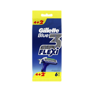 Gillette Blue III Flexi Razor ยิลเลตต์ บลู 3 เฟล็กซ์ซี่ มีดโกน (แพ็ค 4+2) (4987176095763)