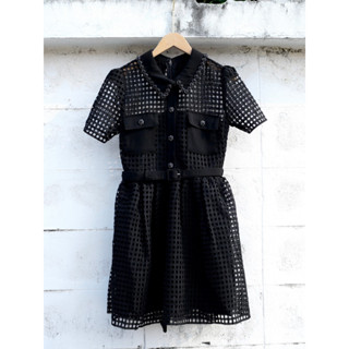 SP321S : Grid Lace Dress เดรสลูกไม้ลายตารางสั้น