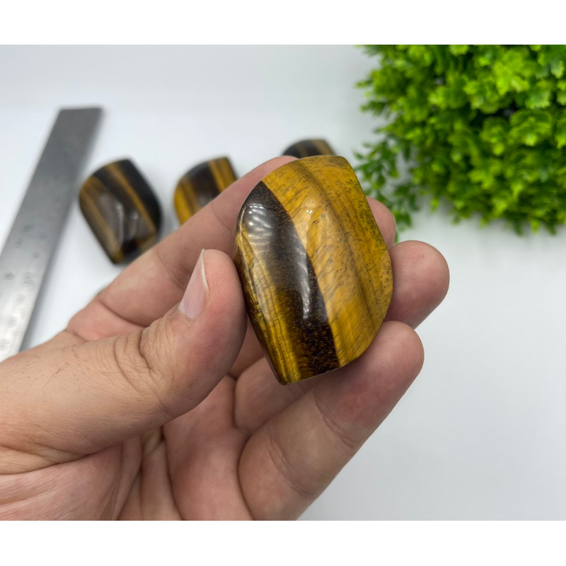 1 Pc Natural Tiger eye Palm Stone Eye Shape Stone for Healing and Meditation