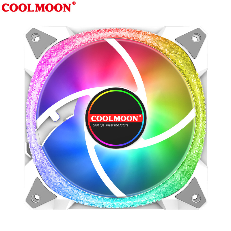 พัดลมเคส Coolmoon Magic Diamond AS2 ARGB 3pin 5V, 4pin PWM 120mm. 1800RPM