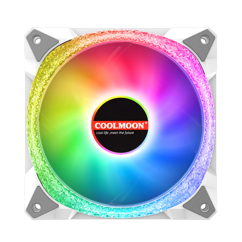 พัดลมเคส Coolmoon Magic Diamond AS2 ARGB 3pin 5V, 4pin PWM 120mm. 1800RPM