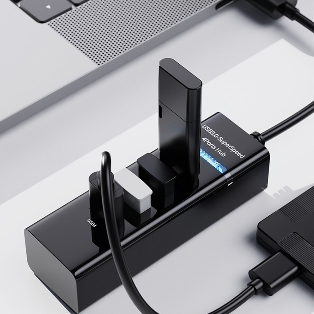 USB ความเร็วสูง 4 พอร์ตฮับ USB 3.0 USB HUB Adapter สำหรับ PC แล็ปท็อปอุปกรณ์เสริมคอมพิวเตอร์ รูปที่ 5