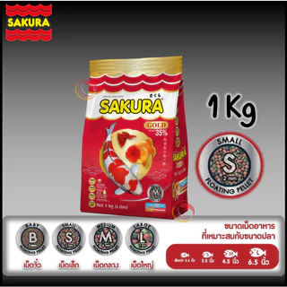 🔥ล็อตใหม่🐠สูตรใหม่!! อาหารปลาซากุระ Sakura Gold ขนาด 1 กก.
