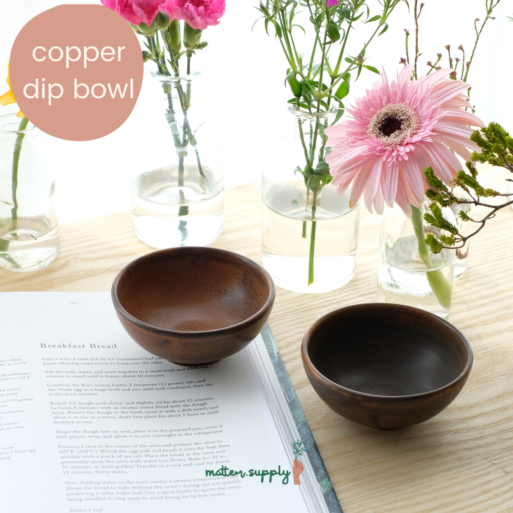 Copper dip bowl เซรามิค ถ้วย น้ำจิ้ม น้ำสลัด สำหรับเเบ่ง ของหวาน เข้า ไมโครเวฟ เครื่องล้างจาน ได้ เซรามิก