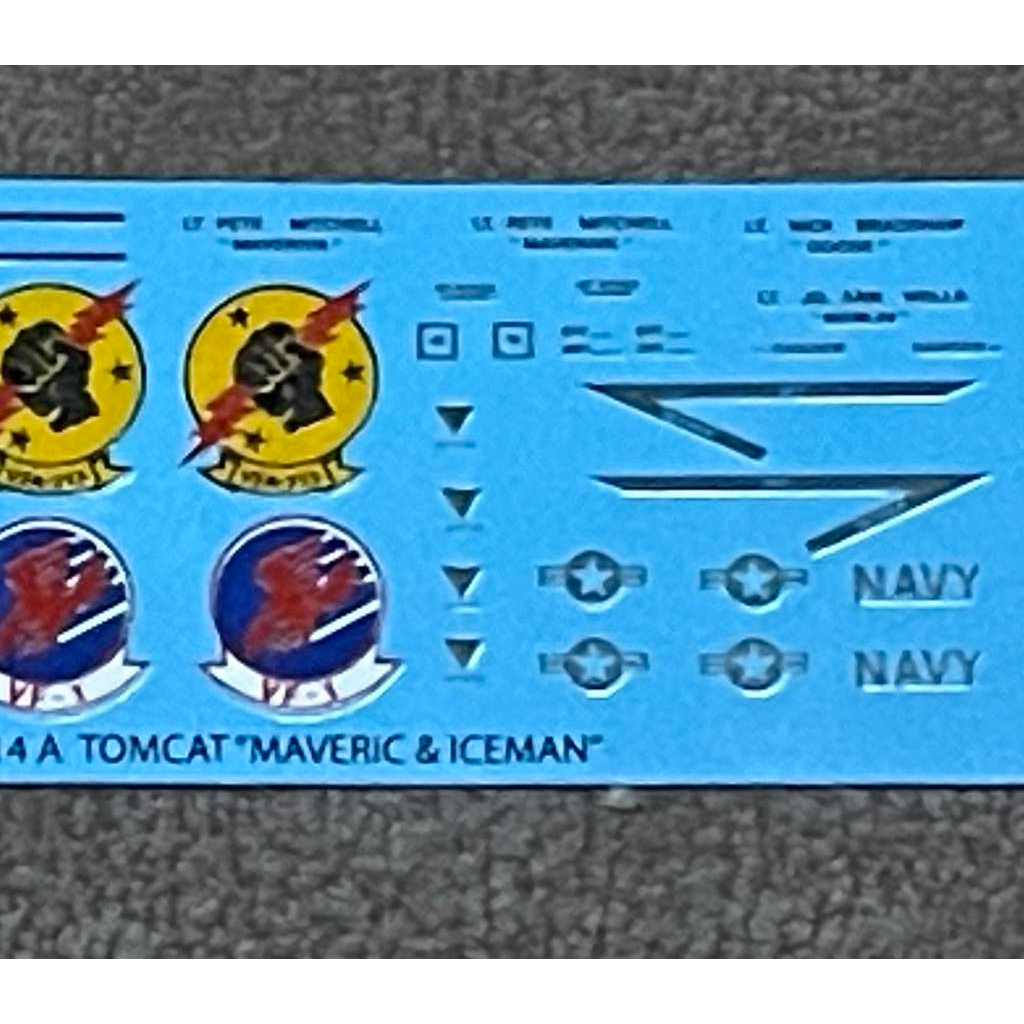 รูปลอกน้ำ DECAL VEHA สเกล 1/72 F-14A TOMCAT TOPGUN MOVIE MAVERICK & ICEMAN'S