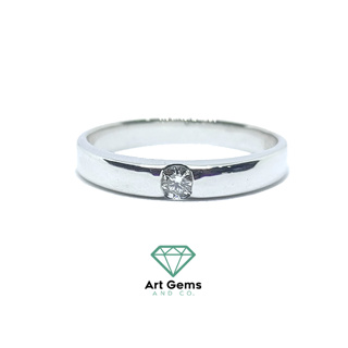Unisex Diamond Band Polished 0.11 ct แหวนแต่งงาน เพชรแท้ ผิวแหวนเป็นแบบขัดเงา white gold 14k 4g มีใบเซอร์โดยผู้เชี่ยวชาญ