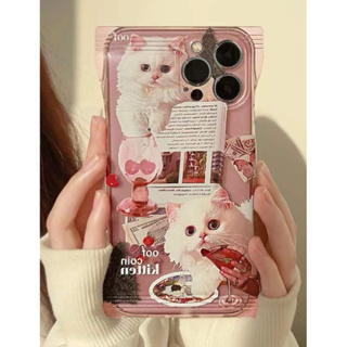 เคสไอโฟนซองขนมใสชมพูแมวขาว i11-14promax (Case iphone) เคสมือถือ เคสแมว เคสชมพู เคสสีชา เคสสกีนลาย เคสทาสแมว เคสน่ารัก