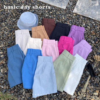 seoulday_stuff◆(BDS016) Basic Day Shorts Sz.XS-S-M-L-XL กางเกงขาสั้นเอวสูง ผ้าเคนนี่ คือสีดีทุกสีเลย ทรงเนียบ งานเป๊ะมาก