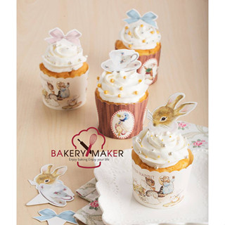 ป้ายกระดาษ กระต่าย 12 ชิ้น คละลาย ปักตกแต่งคัพเค้ก Peter Rabbit topper cake ป้ายปักตกแต่งเค้ก ตุ๊กตาปักตกแต่งเค้ก