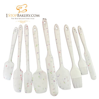 SNY kitchen silicone spatula tool set of 9-piece/ชุดสปาตูล่าซิลิโคน 9 ชิ้นสีขาว