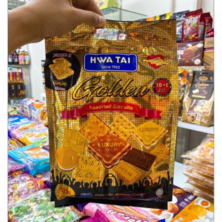 ขนมบิสกิตขนมปังแบบรวม Golden Assorted Biscuit(Hwa Tai) ขนาด 505g