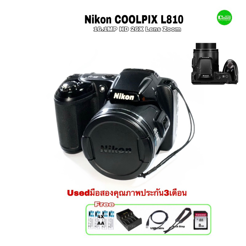 Nikon COOLPIX L810 16.1MP HD Digital Camera compact 26X Zoom Lens กล้องดิจิตอลคอมแพค ซูมไกล usedมือสองคุณภาพดีมีประกัน