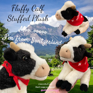 ตุ๊กตาน้องวัว ขนนุ่ม เม็ดถ่วง เดินทางมาไกลจากสวิสเซอร์แลนด์ Fluffy Calf Stuffed Plush, a Swiss souvenir Moo..ooo...