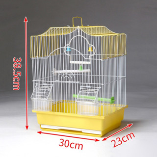 กรงนก นกขนาดเล็ก ขนาด ยาว 30 ซม. กว้าง 23 ซม. สูง 38.5 ซม. พร้อมไม้เกาะกรงและถ้วยอาหาร ถาดถอดออกมาทำความสะอาดได้