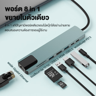 Kivee ฮับ USB 8พอร์ต USB 3.0 TF/SD card Readers PD3.0 HDMI สวิตช์แยก พร้อม ถ่ายโอนความเร็วได้ถึง 5Gbps 4K USB Hubs