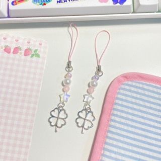 ✿ Phone Charm Pink Clover พร้อมส่ง ✿