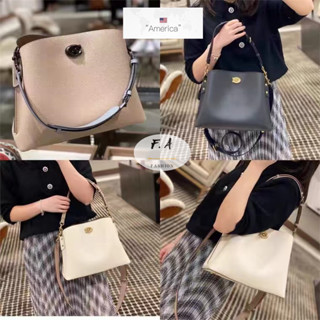 F.A ว่าแท้100% coach แท้ WILLOW BUCKET BAG small size กระเป๋าสะพายไหล่ผู้หญิง messenger bag กระเป๋าแ C3766 C3916 C3890