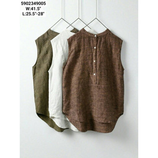 japanese sleeveless linen top เสื้อแขนกุดผ้าลีนินงานญี่ปุ่น