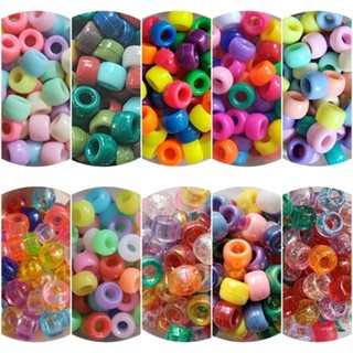 ลูกปัดกระดูกงู รูใหญ่ คละสี แพค 100เม็ด