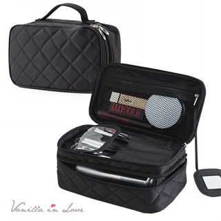 BG25 กระเป๋าเครื่องสำอางซิปสองชั้น สีดำ Black makeup Bag