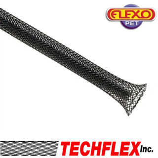 แบ่งขาย Techflex รุ่น Flexo Pet สีดำ ขนาด 1/4 (6mm) made in USA. สำหรับหุ้มสายสัญญาณ หุ้มสายไฟ สายถัก หนังงู