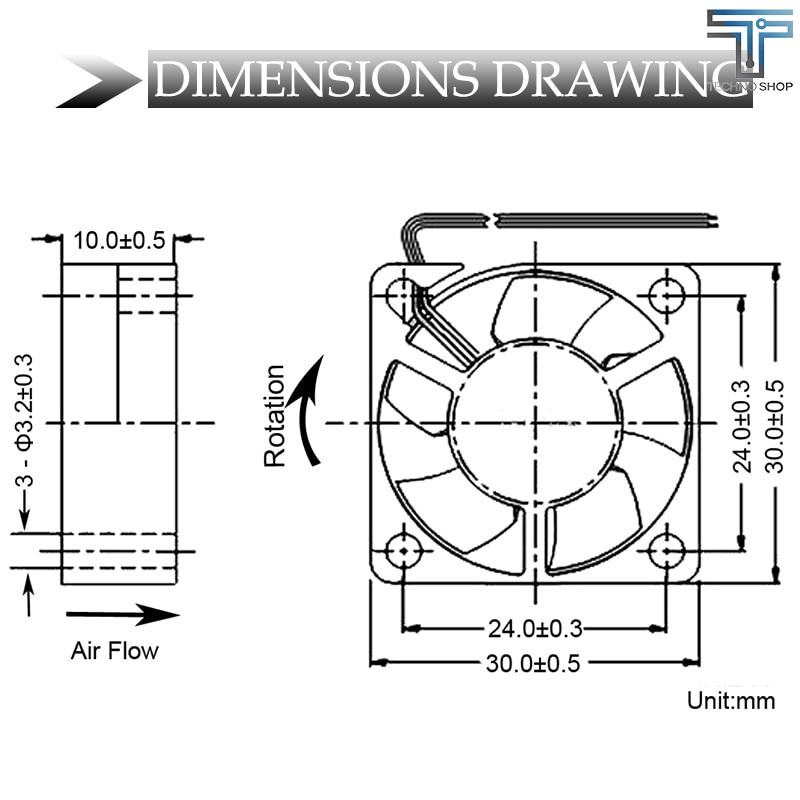 GDSTIME 3010 3D Printer Fan 5V/12V/24V Axial Fan Ball Bearing 30mm x 30mm x 10mm Cooling Cooler Fan - รูปที่ 5