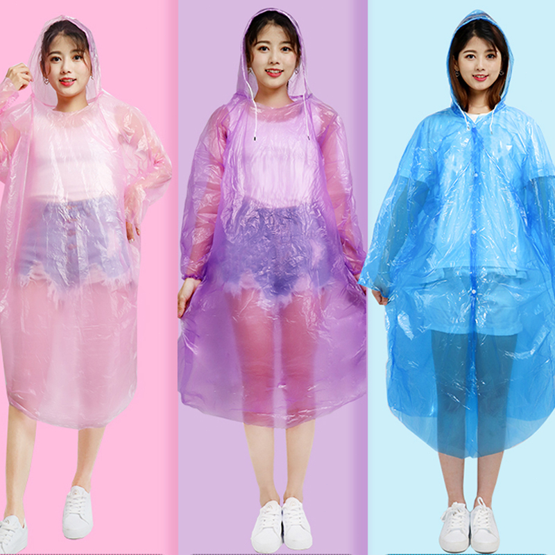 เสื้อกันฝน เสื้อกันฝนแฟชั่น วัสดุ PE แบบใช้แล้วทิ้ง โปร่งใส สวมใส่ง่าย