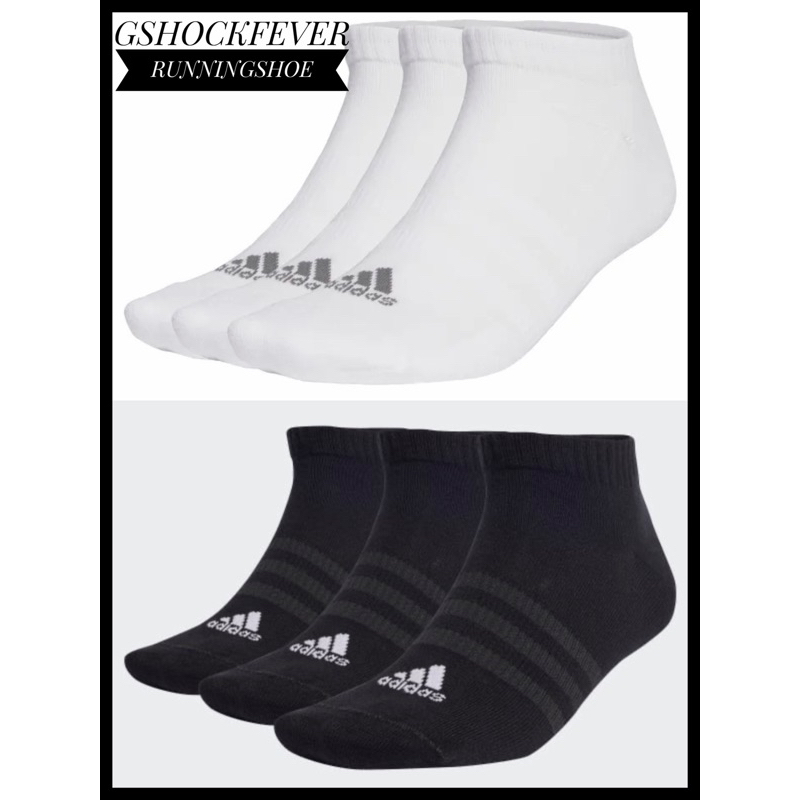 Adidas ถุงเท้ากีฬาโลว์คัทแบบบางและเบา (3 คู่)