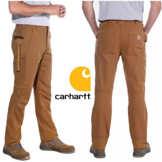 กางเกงคาร์ฮารท์มียีนส์&amp;Cotto n Carhartt®️นำ้ตาลอ่อนผ้าใหม่มากแบรนด์ต่างประเทศมือสองสภาพดี