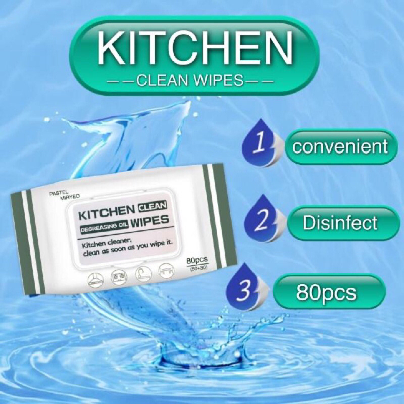 Kitchen clean wipes ผ้าเปียกเช็ดขจัดคราบเครื่องครัว
