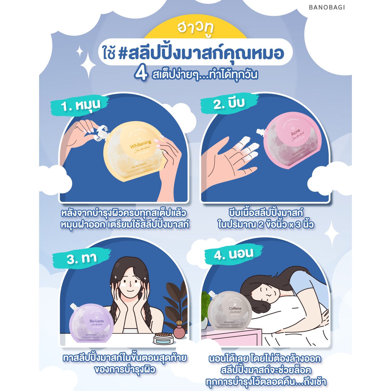(Set 4 pcs.) BANOBAGI Final Sleeping Mask