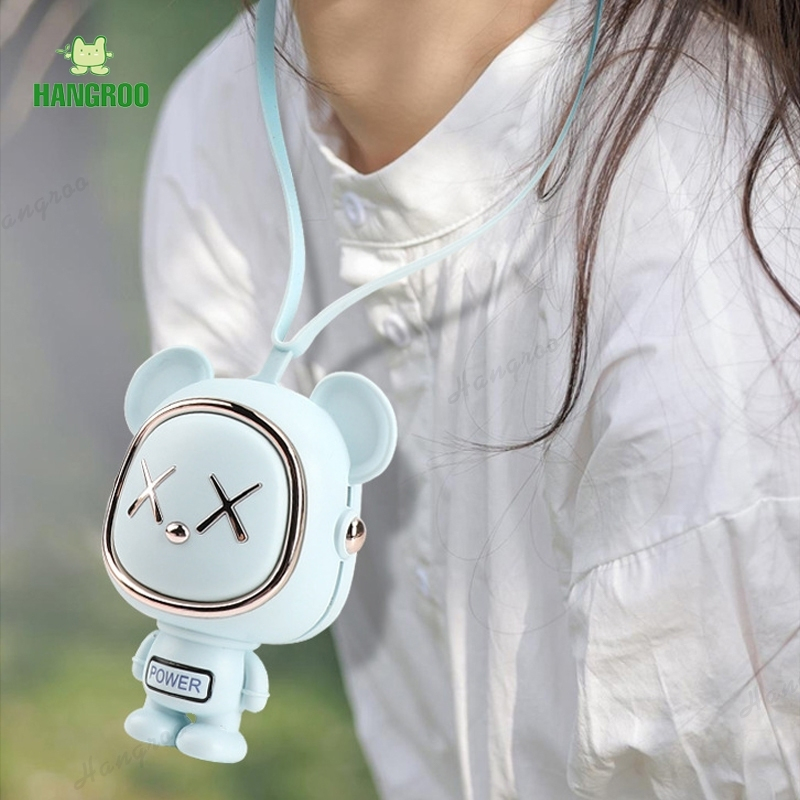 HANGROO พัดลม แบบพกพา มีสายคล้องคอ USB