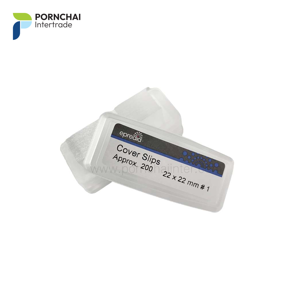 กระจกปิดสไลด์ Cover glass ขนาด 22x22 mm. (กล่อง)