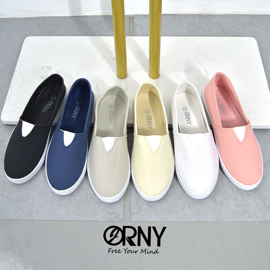 ❣️ OY887 ORNY(ออร์นี่)® รองเท้าผ้าใบ พื้นยาง แบบสวม ❣️ไซส์ 37- 42
