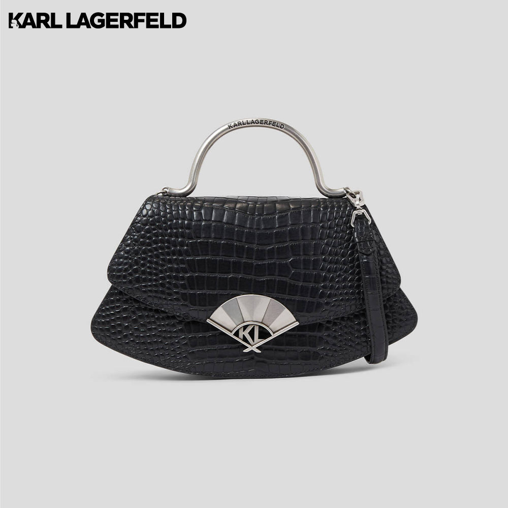 KARL LAGERFELD - K/ARCHIVE FAN CROC-EMBOSSED SMALL CROSSBODY 235W3041 กระเป๋าสะพาย
