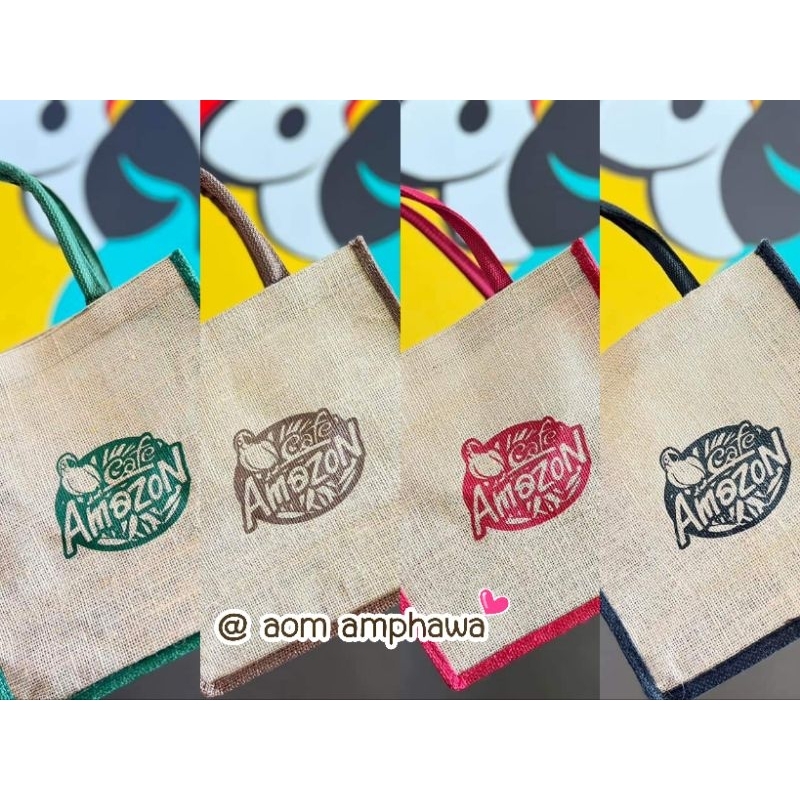 New‼️🛍️ กระเป๋าผ้ากระสอบ Two Tone Bag Café AMAZON 💕