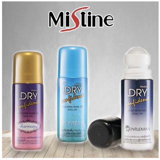 Mistine Dry Confidence Roll On 50ml. มี 3 กลิ่นให้เลือก (1 ขวด)มิสทิน ดราย คอนฟิเด้นซ์ โรลออน ลูกกลิ้งระงับกลิ่นกาย