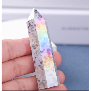 1 PC Rainbow Aura Kiwi Jasper Crystal Tower, Kiwi Jasper Point, Quartz Tower,Healing Crystal,Reiki,Energy Crystal,Med