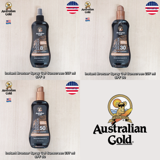 Australian Gold® Instant Bronzer Spray Gel Sunscreen 237 ml ครีมกันแดด พร้อมบรอนเซอร์ แบบเจลสเปรย์ ให้ความชุ่มชื่น