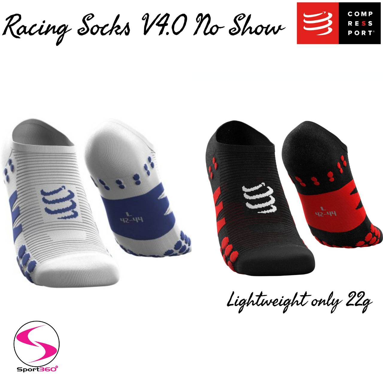 COMPRESSPORT ถุงเท้าวิ่ง รุ่นซ่อนข้อ Pro Racing Socks v4.0 NO SHOW SOCKS ใส่เล่นกีฬา ใส่ลำลอง