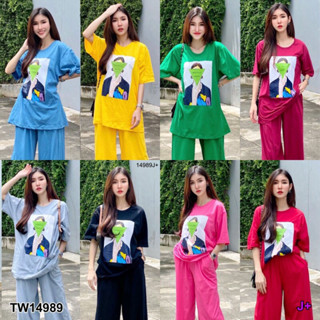 👗Pfashion [ส่งไวมาก🚛]  P14989 Set เสื้อยืดแขนสั้นสกรีนด้านหน้า+กางเกงขายาว